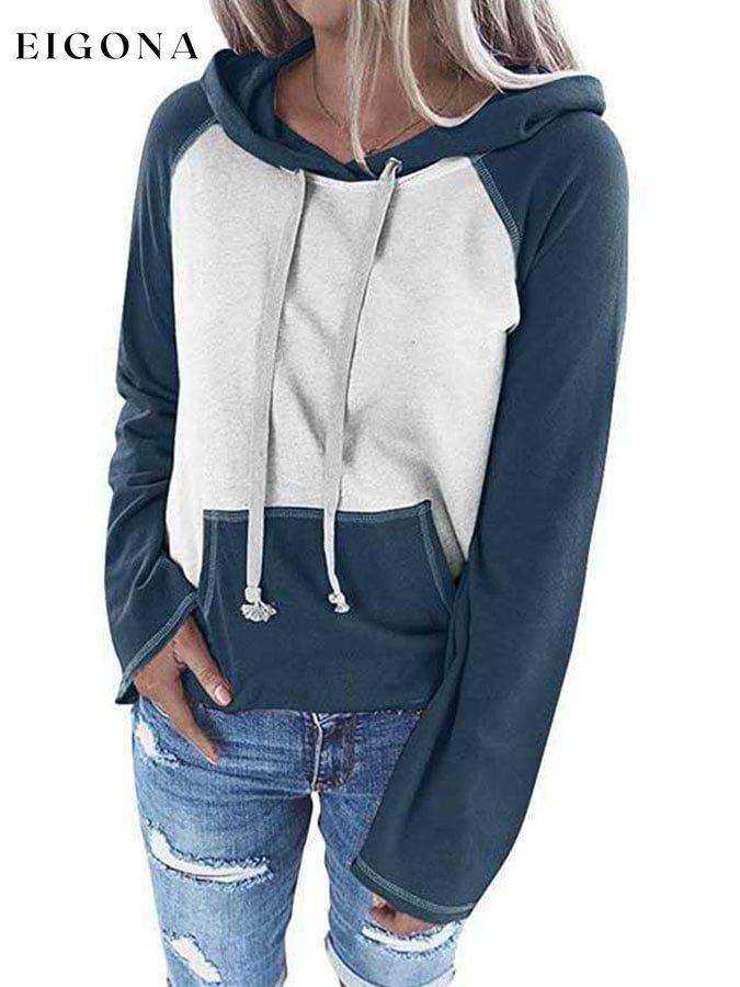 Casual Long Sleeve Hooded Colorblock Sweatshirt top tops