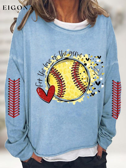 Women's For The Love of The Game Softball Heart Print Top ball print