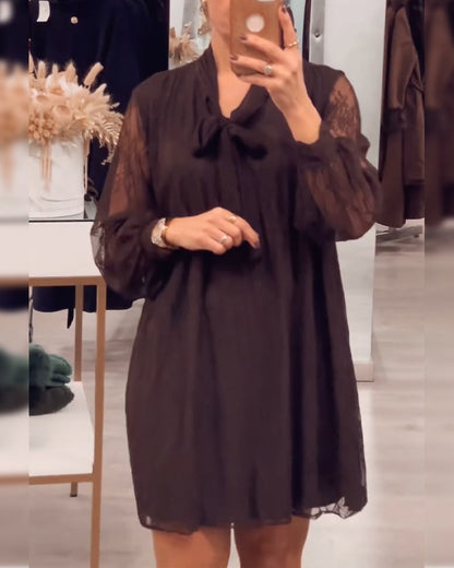 Lace Trim Solid Color Fashionable Dress