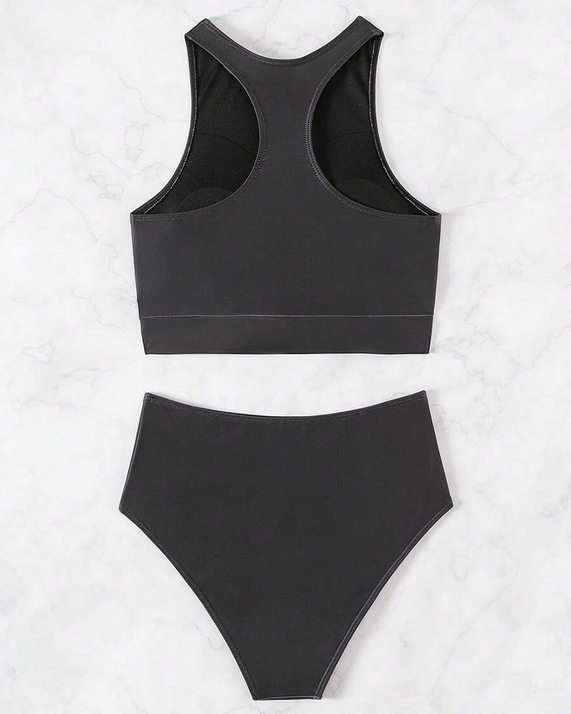 Costume da bagno triangolo stampato senza maniche