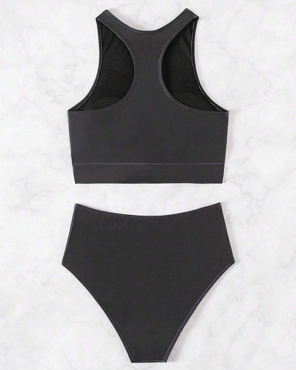 Costume da bagno triangolo stampato senza maniche