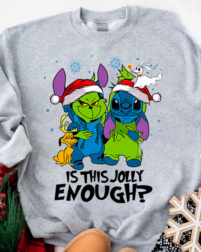 Stitch Grinch Is This Jolly Enough Sweatshirt 2024 f/w Christmas & Grinch sweatshirts