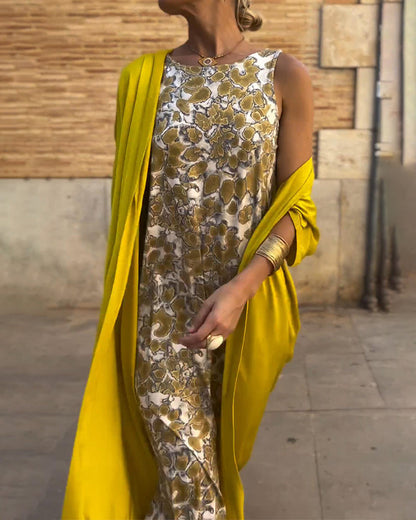 Completo elegante a due pezzi con stampa vintage