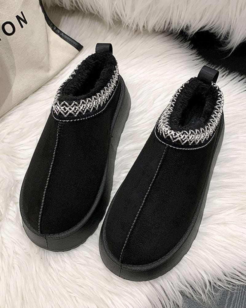 Casual solid color plus velvet warm flats 2024 f/w flats