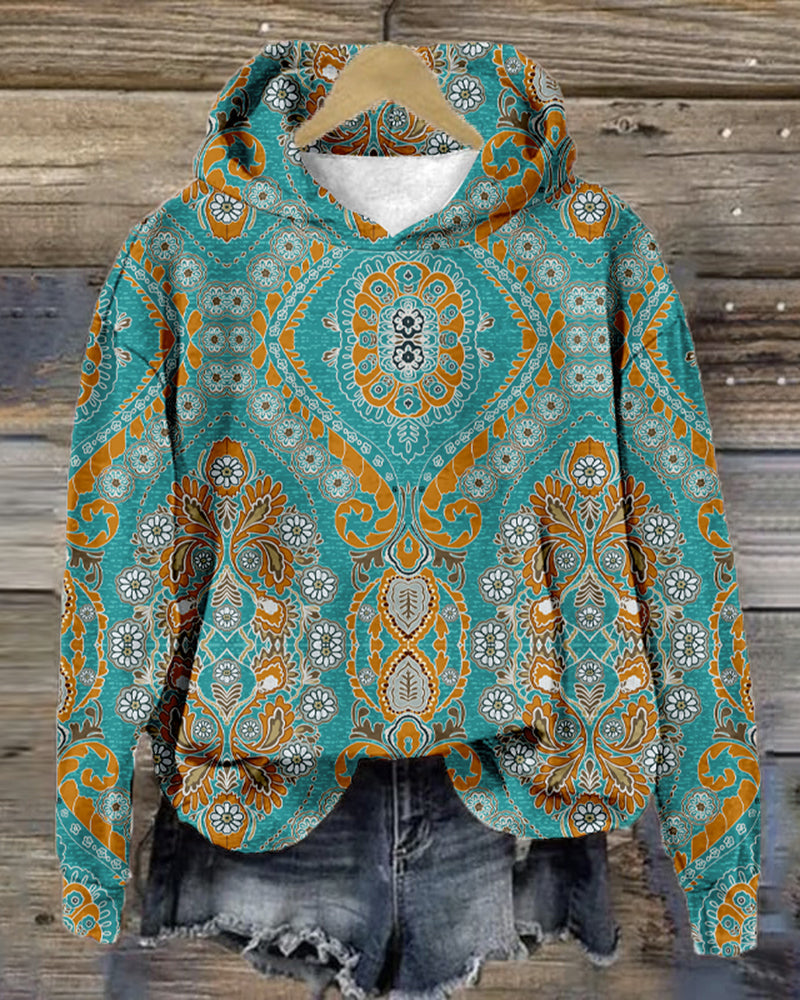 Retro ethnic style long-sleeve hoodie 2024 f/w hoodies Western Style