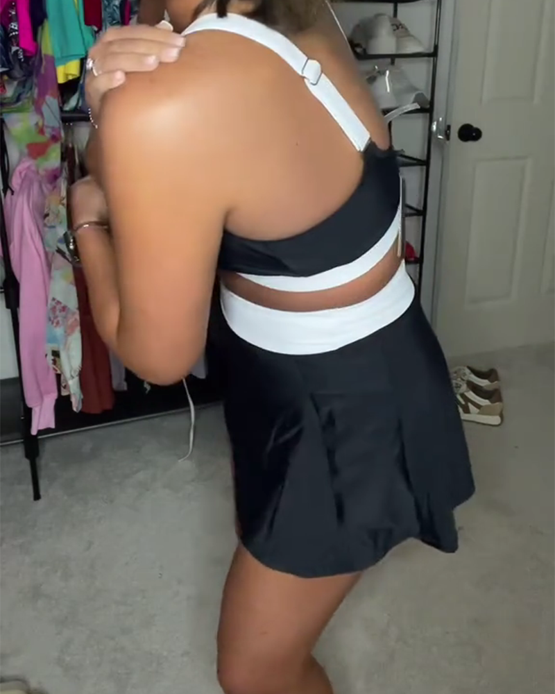 Contrast Color Fashion Design Two-Piece Bikini