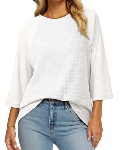 Solid Color Three-Quarter Sleeve T-Shirt