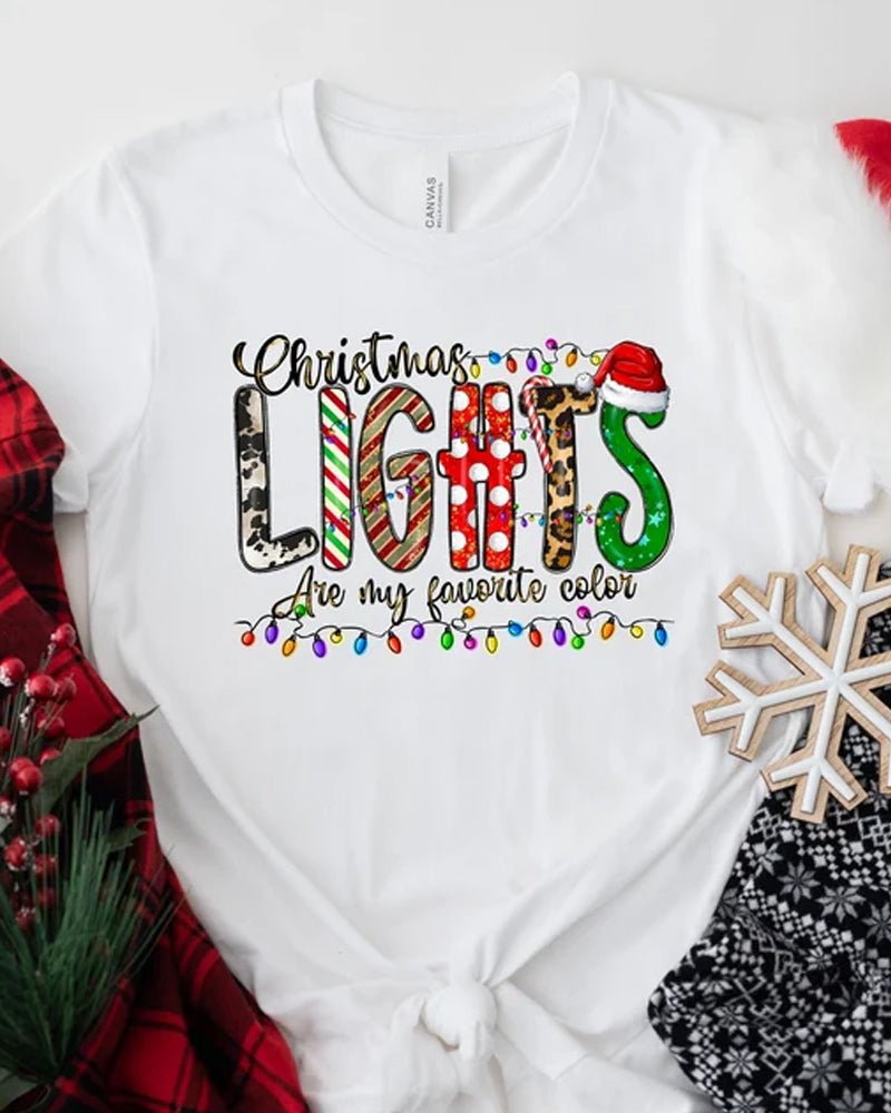 Casual Christmas fun letter print round neck T-shirt 2024 f/w christmas spring summer t-shirts