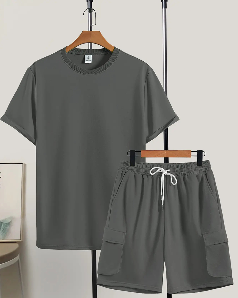 Men's Relaxed Short Sleeve Short Two Piece Set