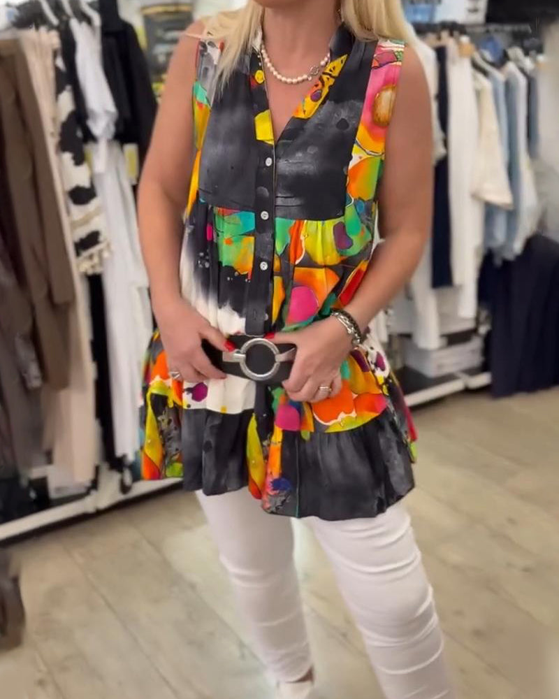 Canotta stampata senza maniche alla moda retrò