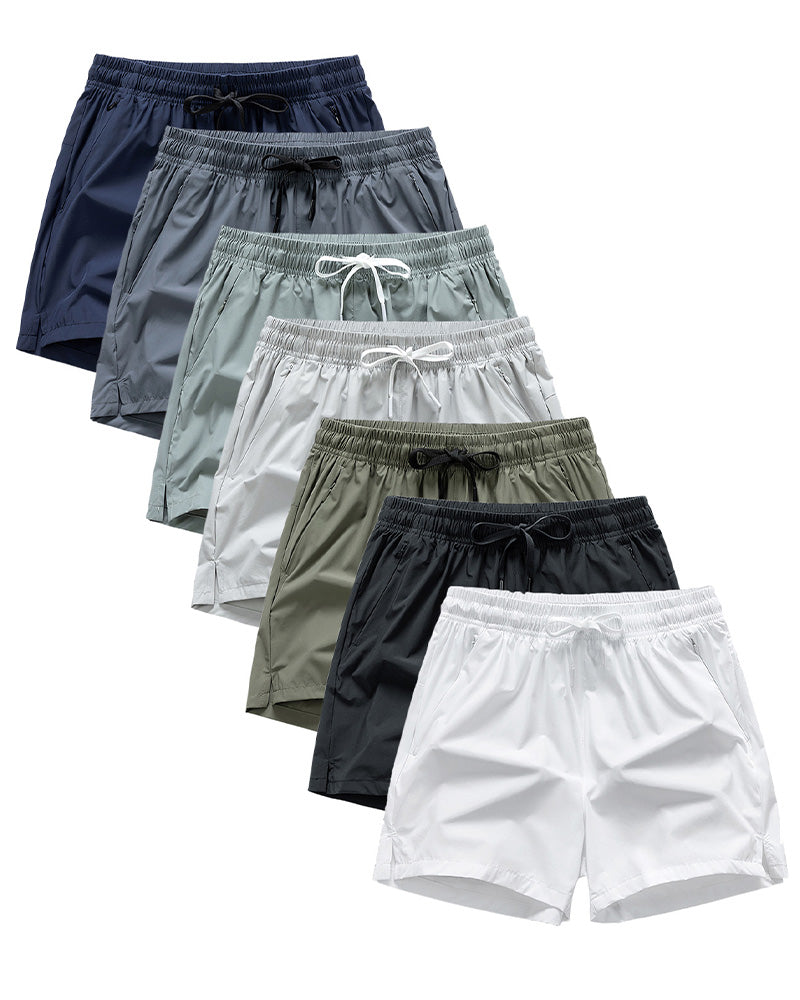 Men Elastic Waist Pocket Quick-Dry Ice Silk Sports Shorts