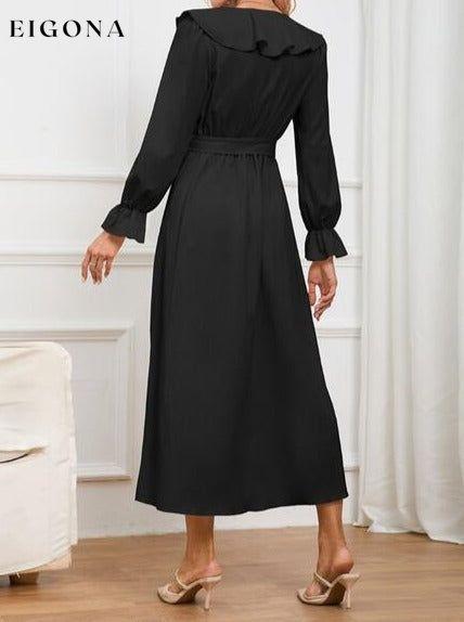 Surplice Tie Front Flounce Sleeve Dress clothes H.Y.G@E Ship From Overseas