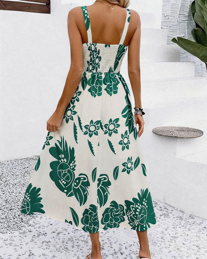 Elegant Strappy Print Dress