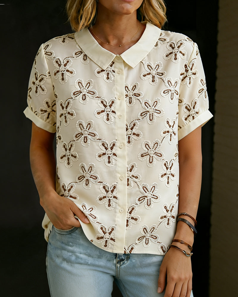 Peter Pan Collar Print Shirt