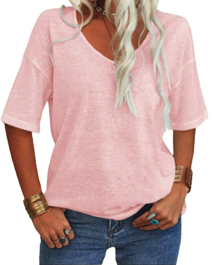 Women's Short-Sleeved V-Neck Top