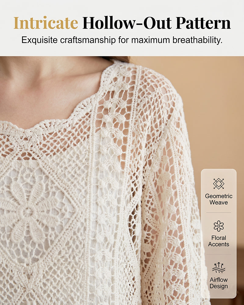 Women's Vintage Crochet Hollow Out Cover Up Top