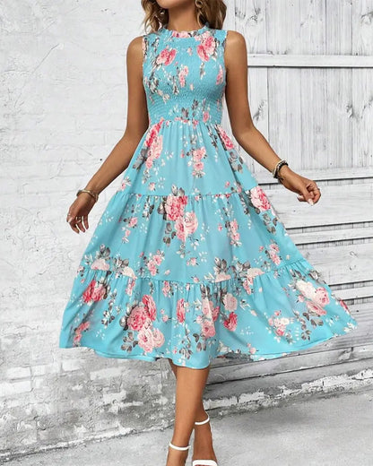 Floral Print Smocked Dress