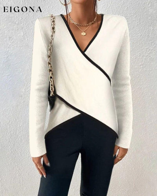 V-neck crossover sweater White 2023 f/w 23BF clothes spring Sweaters sweaters & cardigans Tops/Blouses