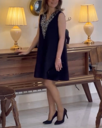 Casual V-Neck Sequined Dress