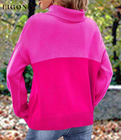 Turtleneck Long Sleeve Sweater clothes D.L Ship From Overseas