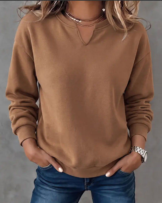 Small V-Neck Casual Long Sleeve Sweatshirt 2024 f/w sweatshirts