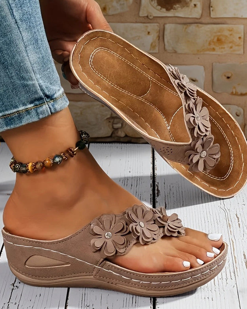 Women's Floral Wedge with Straps Sandals