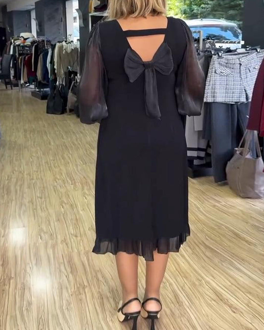 Mesh Back Bow Maxi Dress