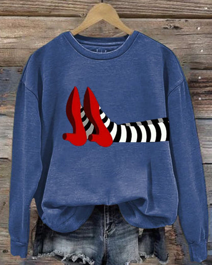 Women's Halloween Red Shoes Print Sweatshirt halloween sweatshirts