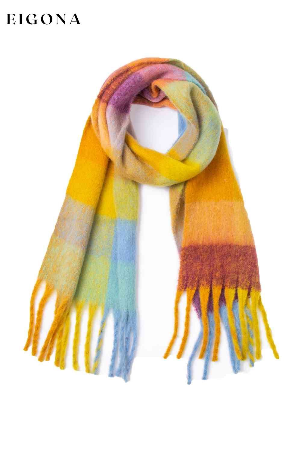 Fringe Detail Polyester Scarf Style D One Size clothes J*H misc scarf Ship From Overseas