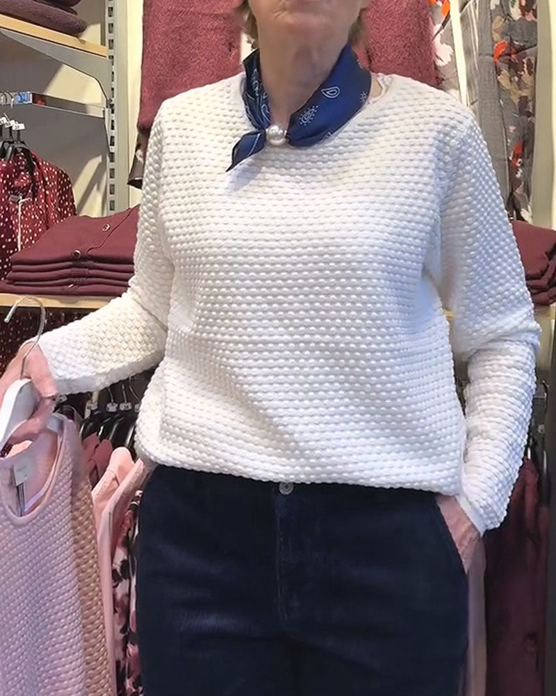 Round Neck Pullover Solid Color Sweatshirt 2024f/w blouses & shirts