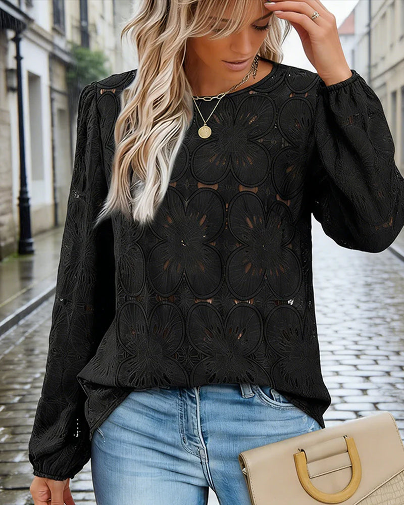 Women's Elegant Crew Neck Hollow