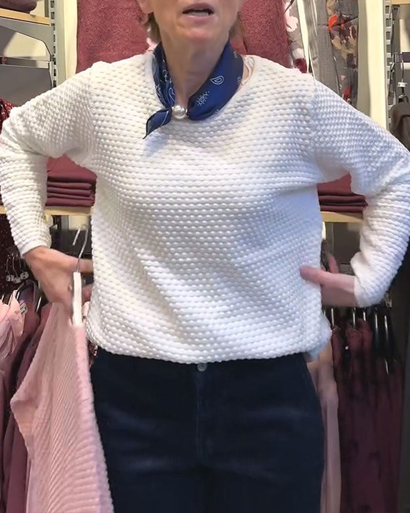 Round Neck Pullover Solid Color Sweatshirt 2024f/w blouses & shirts