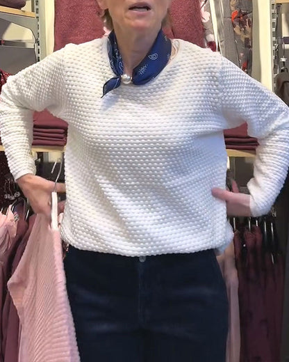Round Neck Pullover Solid Color Sweatshirt 2024f/w blouses & shirts
