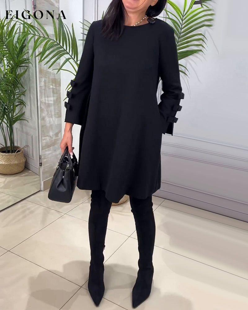 Casual Long Sleeve Knee Length Dress Black 2023 f/w casual dresses Clothes discount Dresses