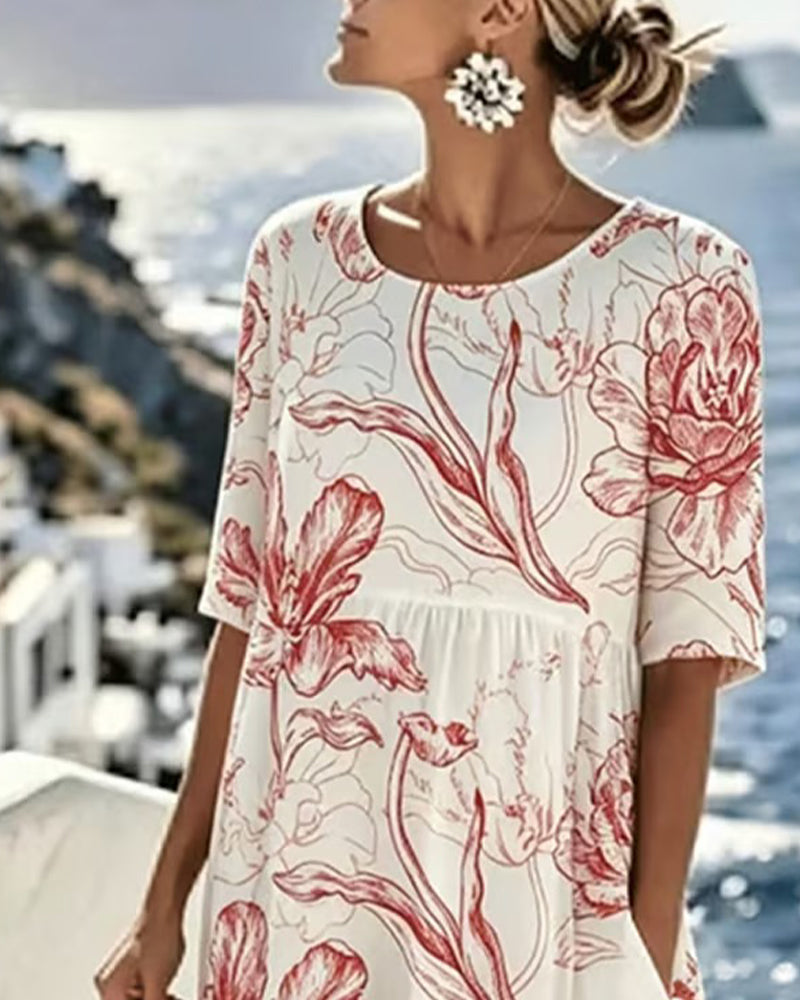 Half Sleeve Printed Dress