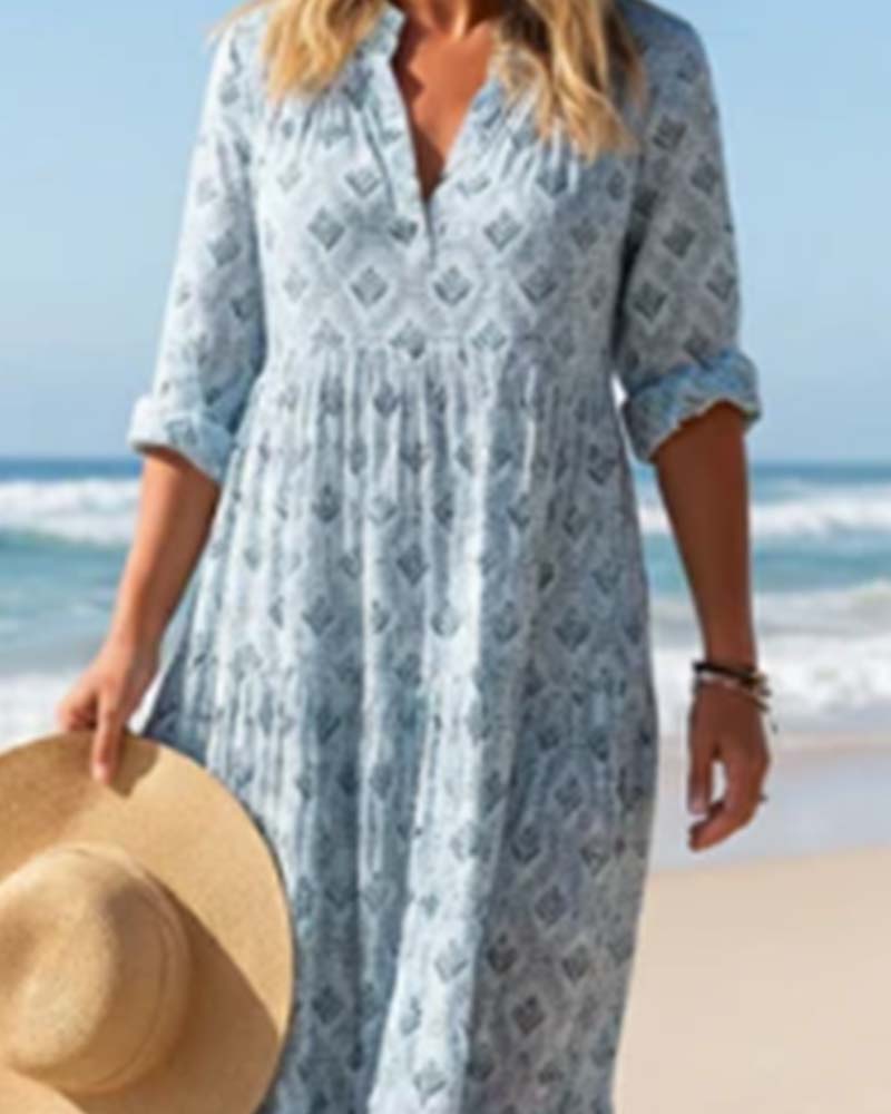 Vintage V-Neck Floral Dress