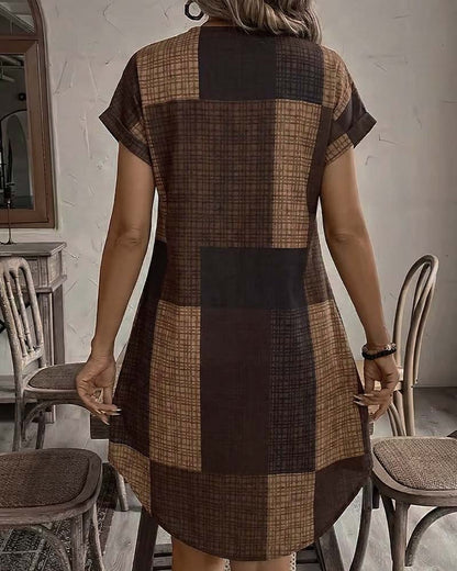 Color-Block Plaid Dress