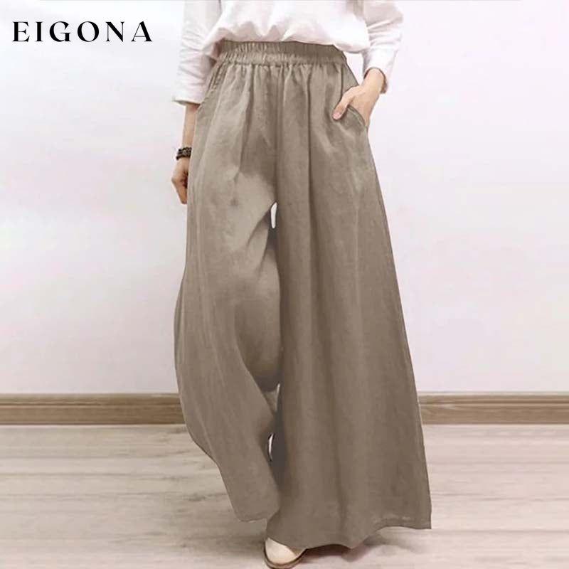 Casual Wide Leg Trousers Khaki best Best Sellings bottoms clothes Cotton And Linen pants Plus Size Sale Topseller