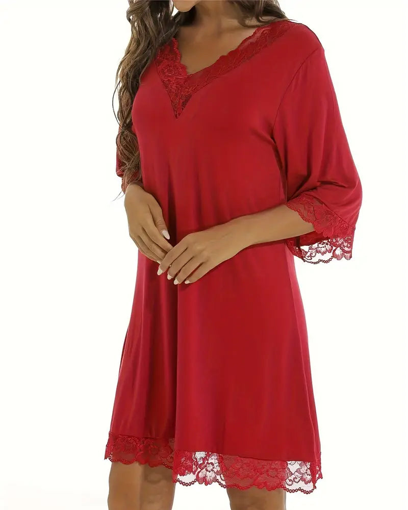 Lace Panel V-Neck Dress Underwear