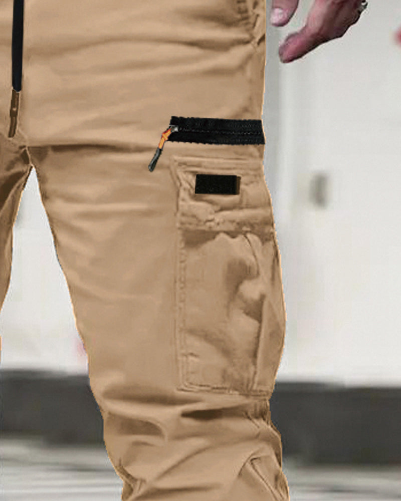 Men's Elastic Cuff Solid Color Relaxed Pant