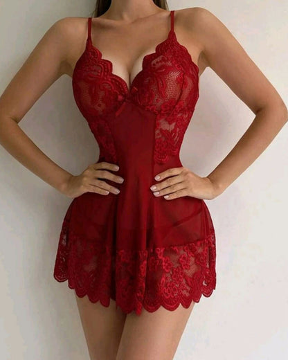 Sexy suspender solid color lace dress 2024 f/w lingerie spring summer