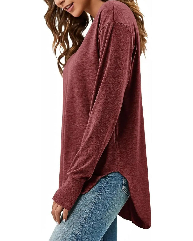 V-Neck Drop-Shoulder Solid Loose-Fit Top