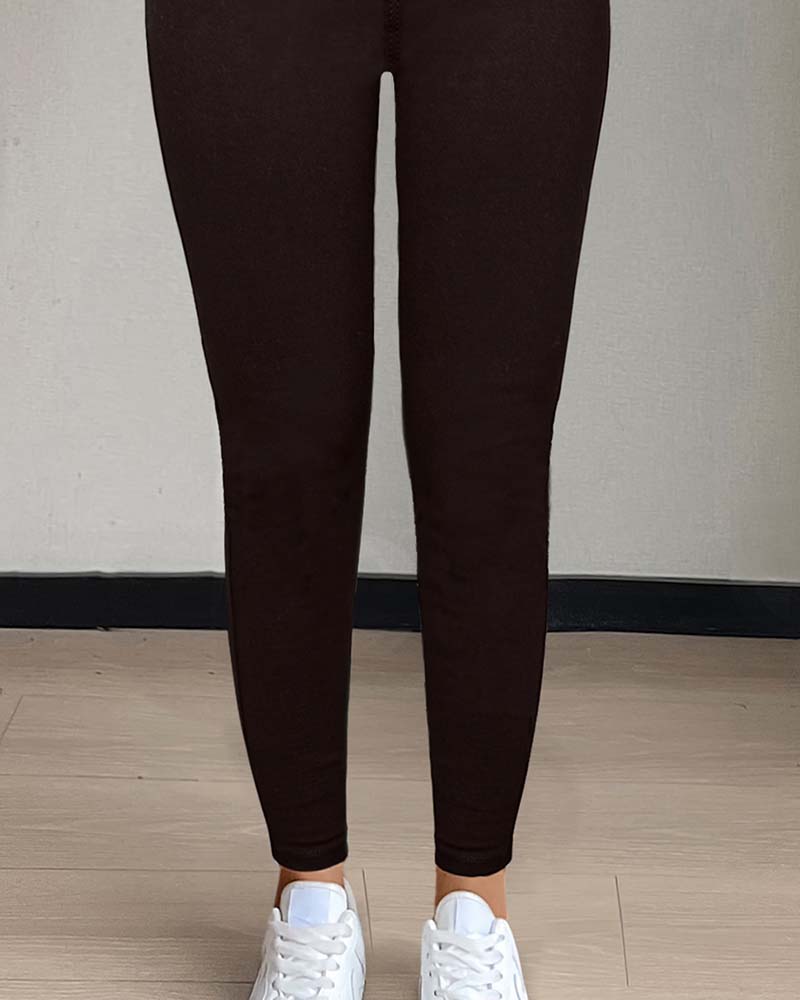 Women's Pocket Solid Skinny Casual Pant