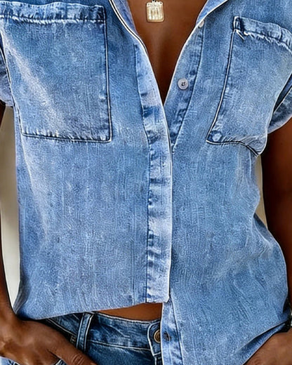 Denim Pocket Lapel Shirt