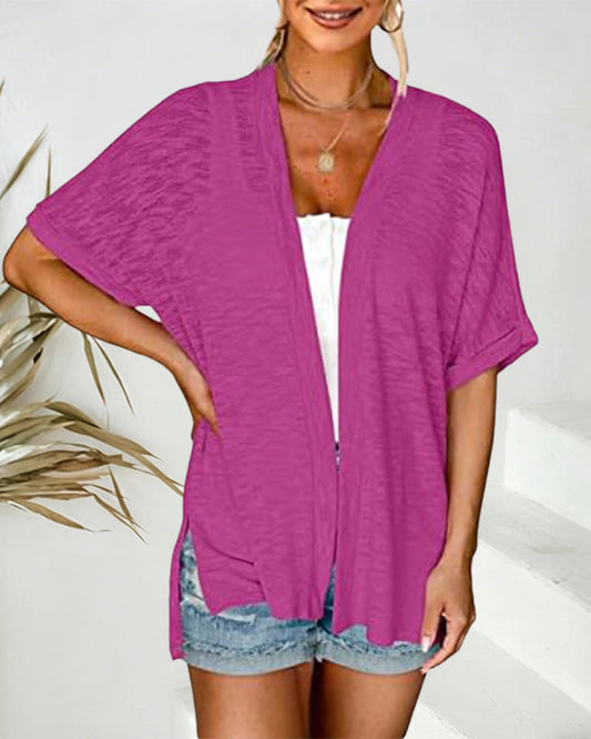 Short Sleeve Casual Solid Coat