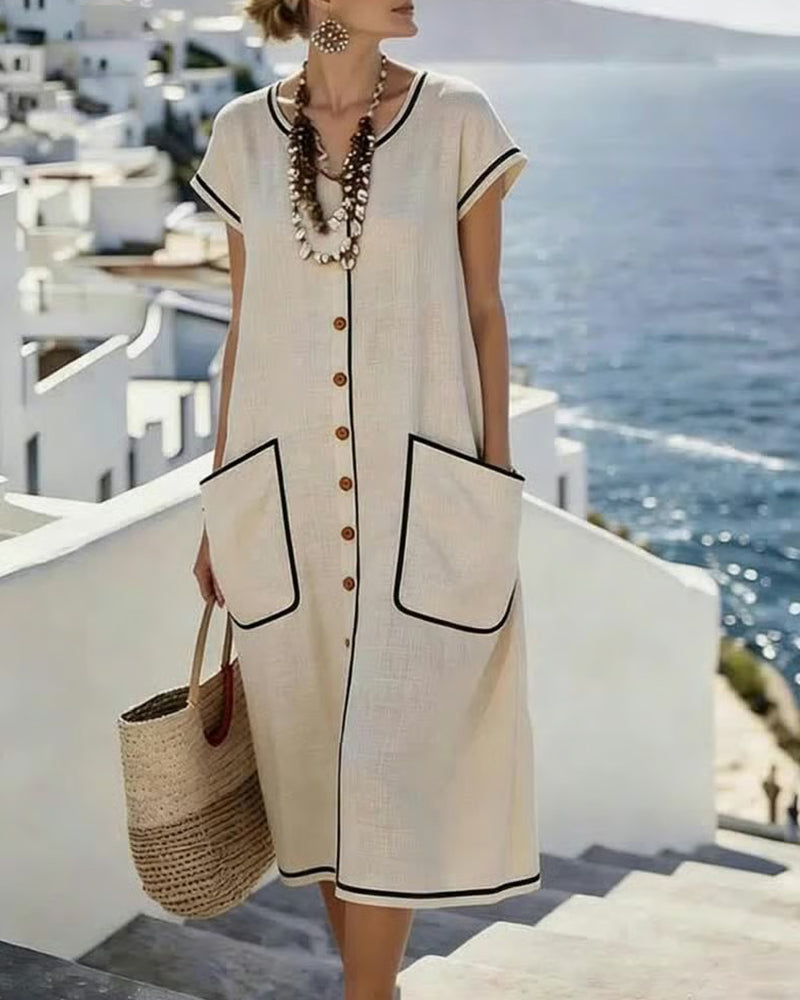 Contrast Trim Shift Dress