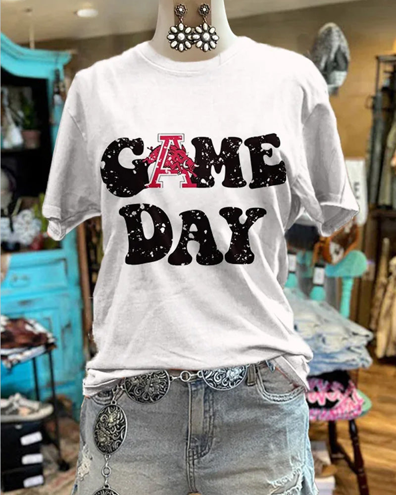 Football Gameday Arkansas Print Top sports t-shirts