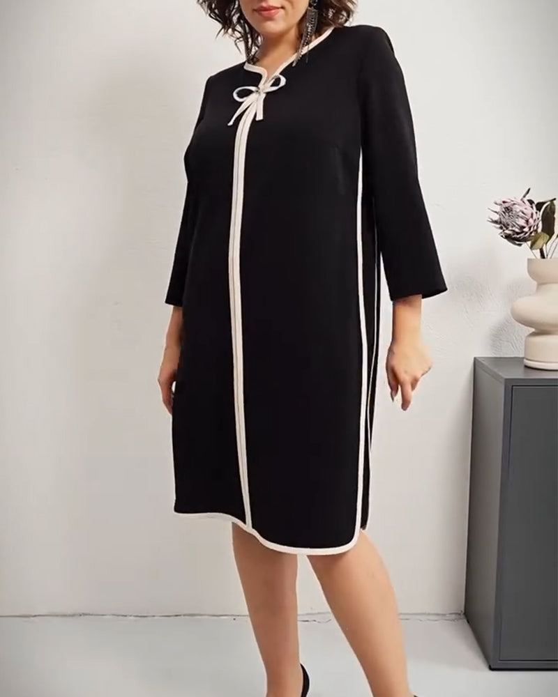 Bow Black And White Shift Dress 2024 f/w casual dresses