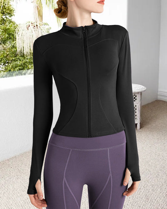 Solid color slim yoga coat