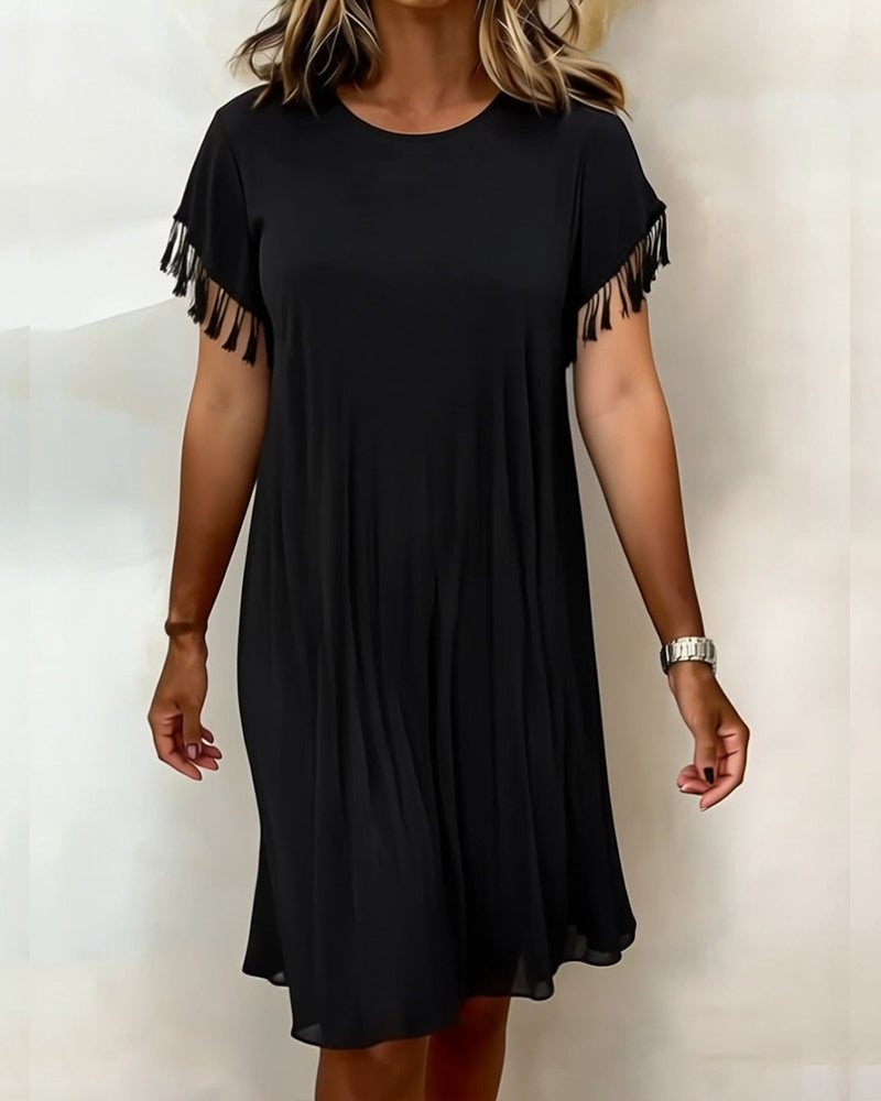 Solid Color Tassel Draped Dress